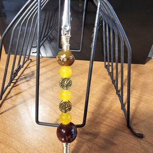 Multifunctional Clip Citrine and Brown Floral Beaded With Tree Of Life